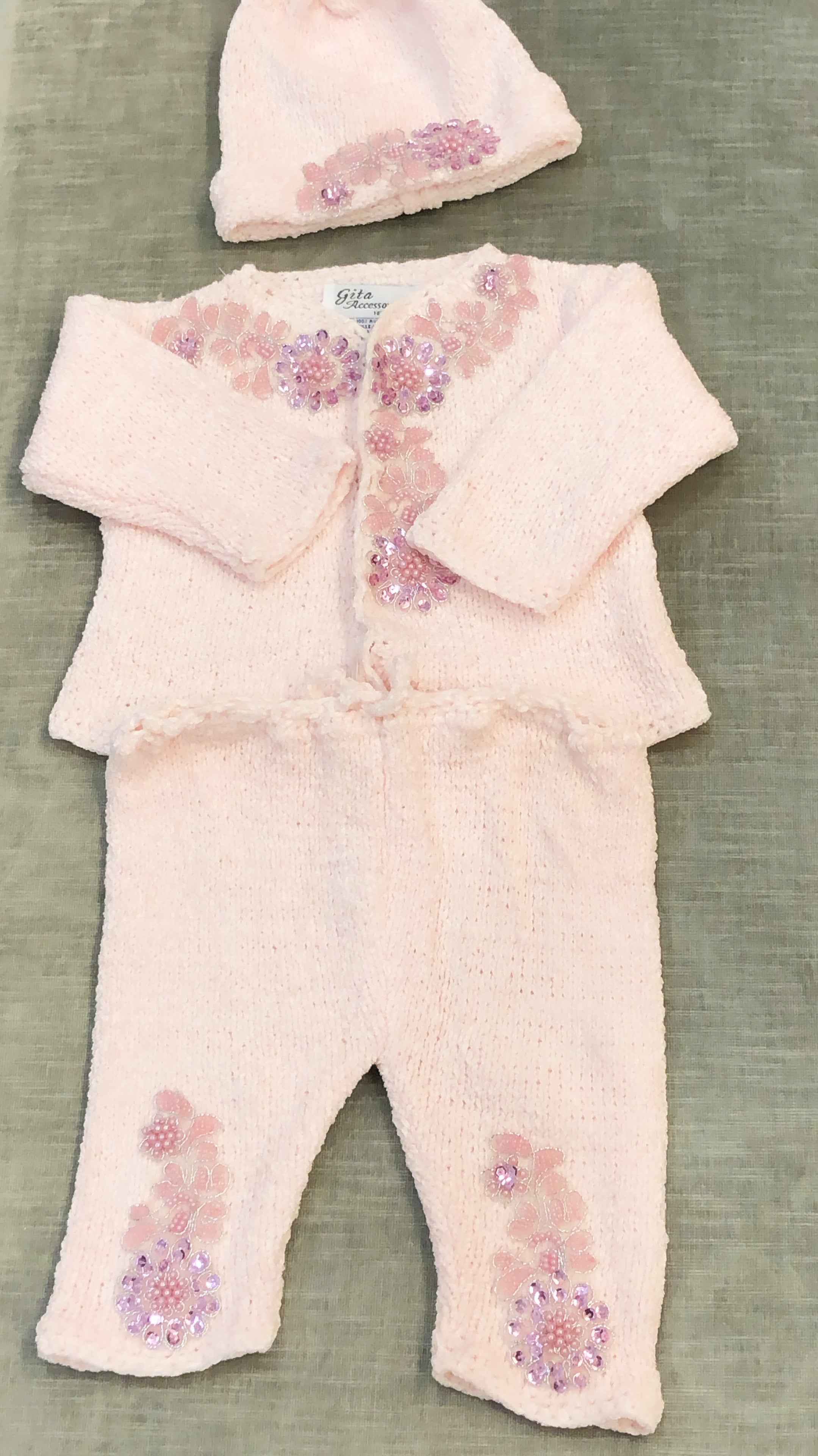 Pink Crochet With Applique Set